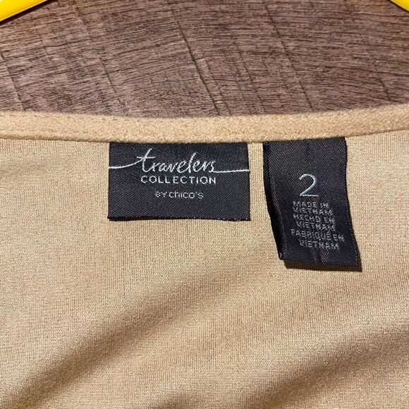 Travelers Collection By Chico's Womens Faux Suede Tiered Jacket Tan Size 2 Large - Picture 7 of 11